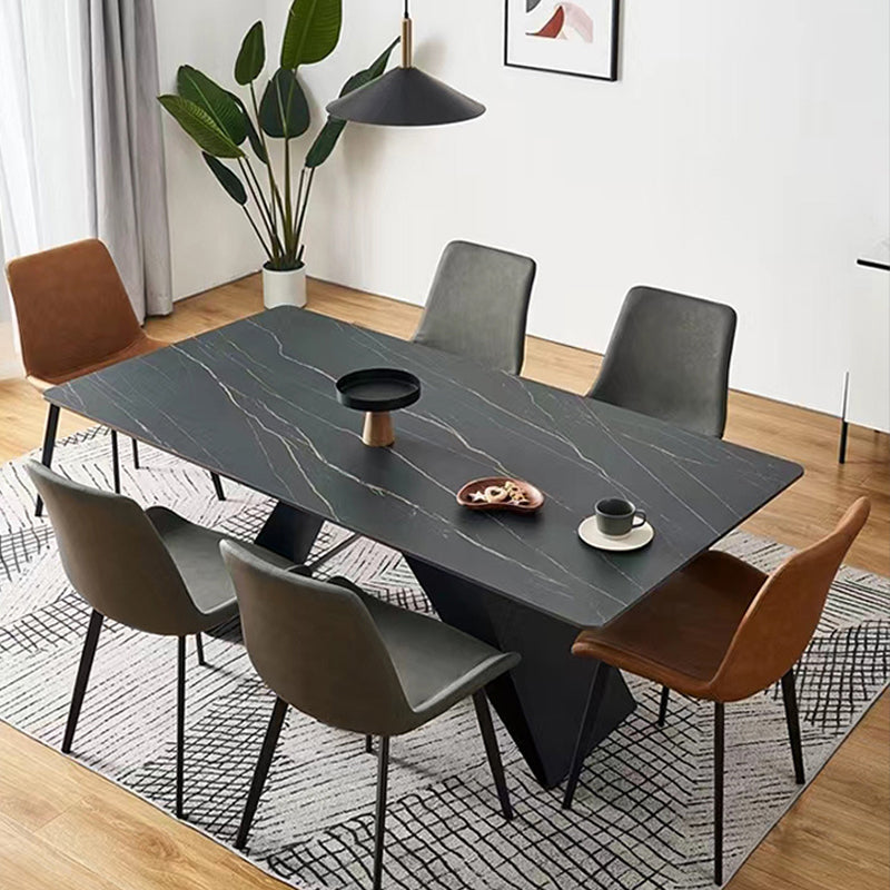 Modern Rectangle Table Stone Dining Room Table with Metal Base