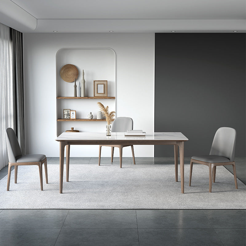 Modern Rectangle Dining Table Ash Wood Base Dining Table with 4 Legs