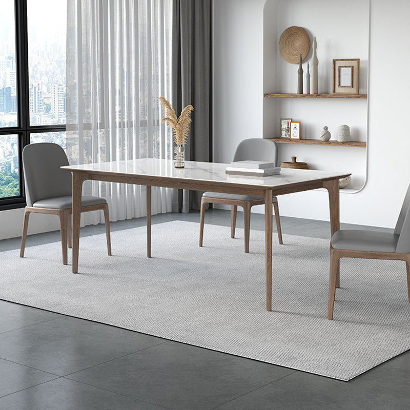 Modern Rectangle Dining Table Ash Wood Base Dining Table with 4 Legs