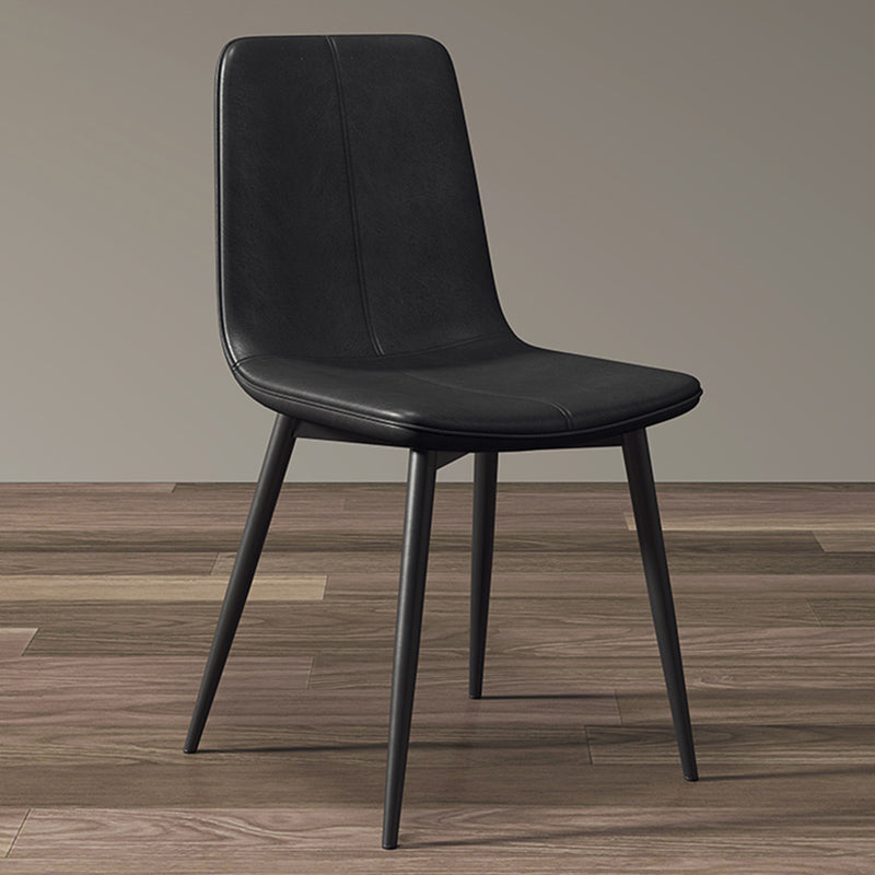 Modern Style Side Chair Faux Leather Dining Chair with Metal Leg