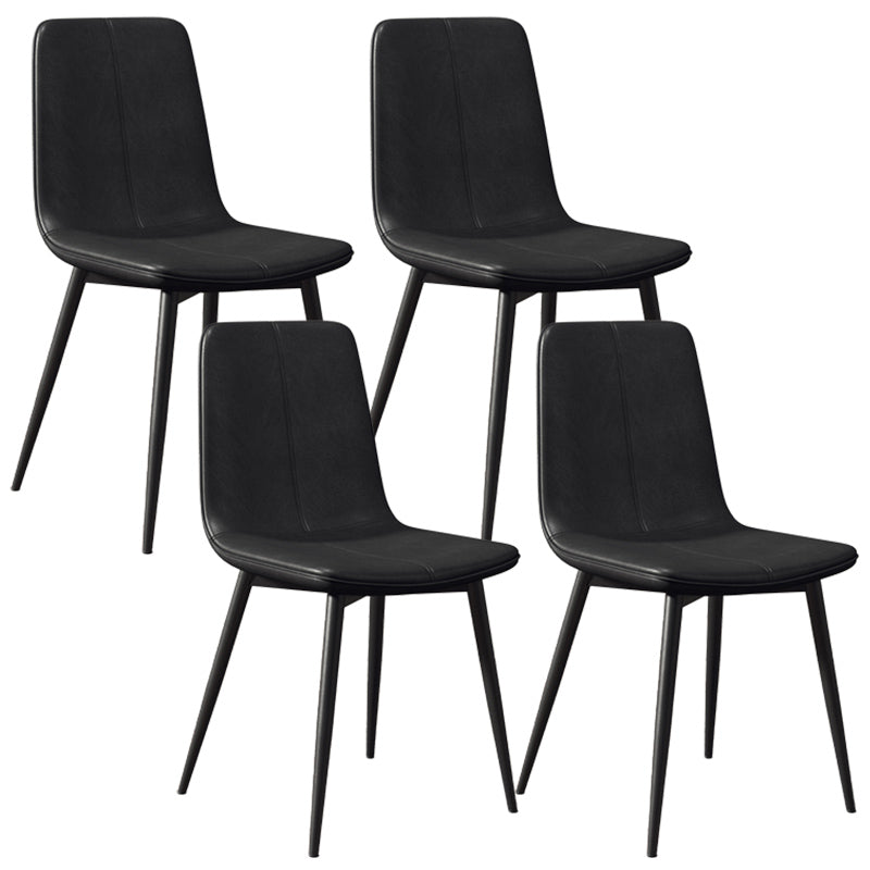Modern Style Side Chair Faux Leather Dining Chair with Metal Leg