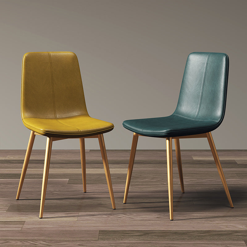 Modern Style Side Chair Faux Leather Dining Chair with Metal Leg