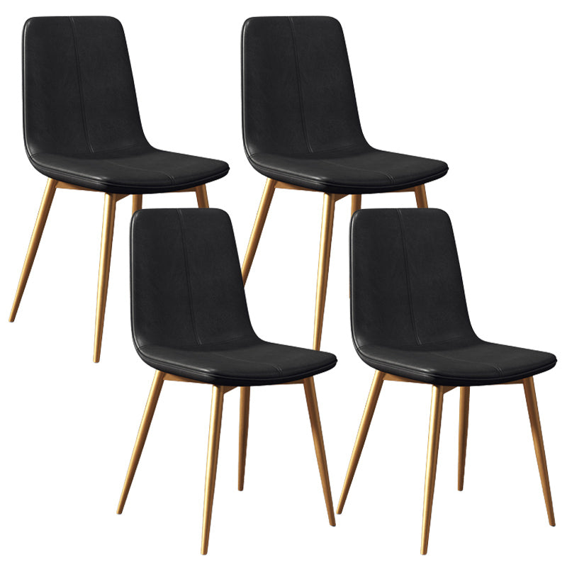Modern Style Side Chair Faux Leather Dining Chair with Metal Leg