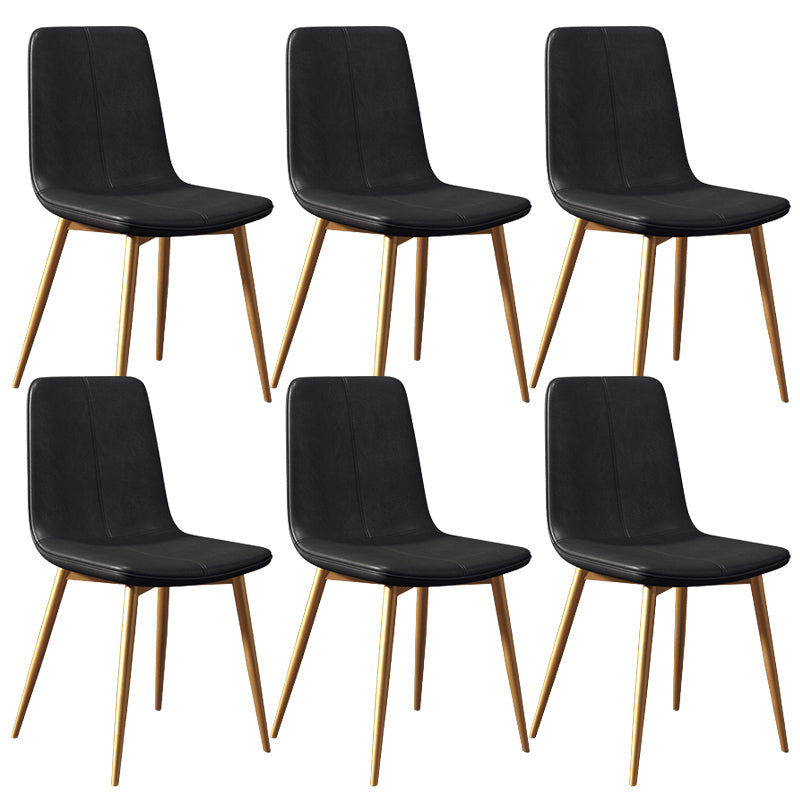 Modern Style Side Chair Faux Leather Dining Chair with Metal Leg