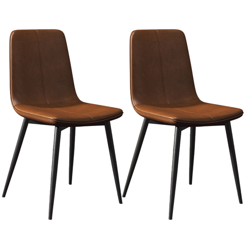 Modern Style Side Chair Faux Leather Dining Chair with Metal Leg