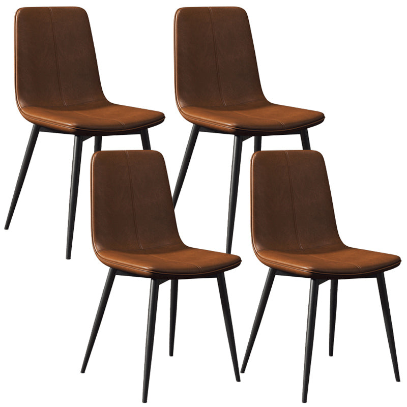 Modern Style Side Chair Faux Leather Dining Chair with Metal Leg