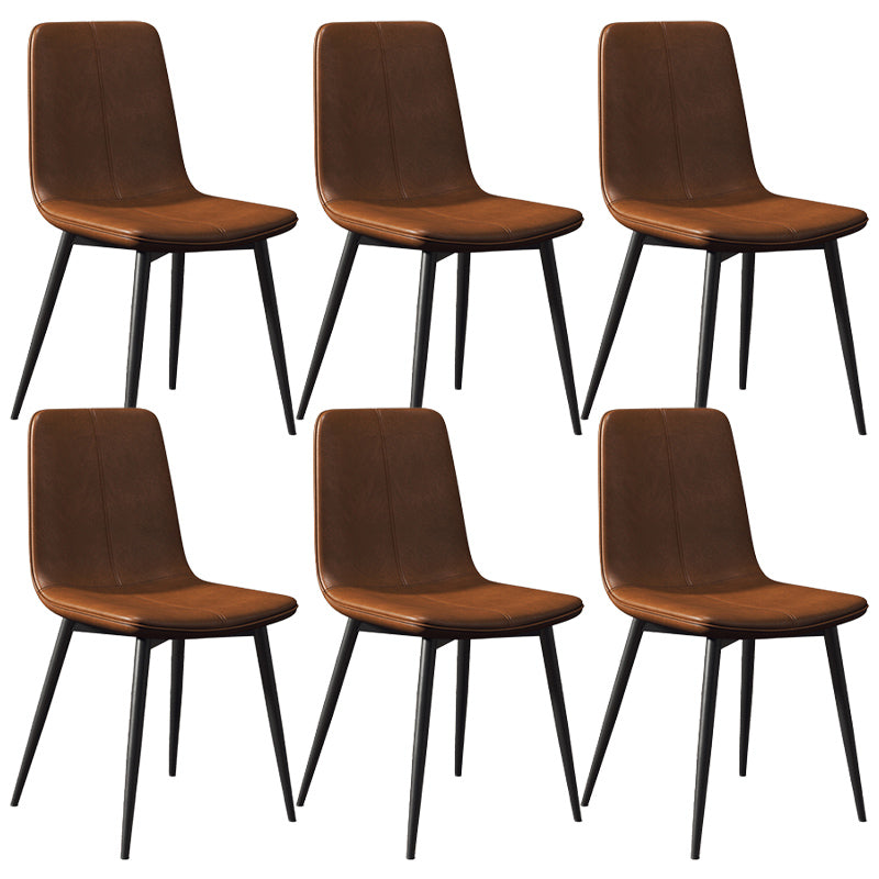 Modern Style Side Chair Faux Leather Dining Chair with Metal Leg
