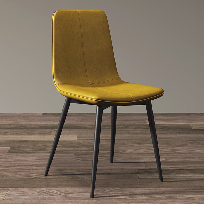 Modern Style Side Chair Faux Leather Dining Chair with Metal Leg