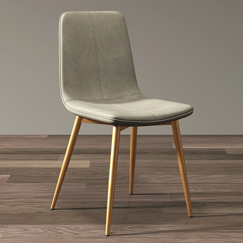 Modern Style Side Chair Faux Leather Dining Chair with Metal Leg
