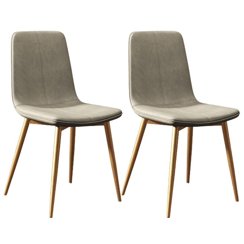 Modern Style Side Chair Faux Leather Dining Chair with Metal Leg