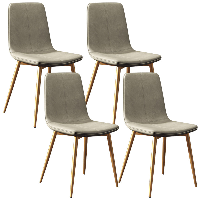 Modern Style Side Chair Faux Leather Dining Chair with Metal Leg