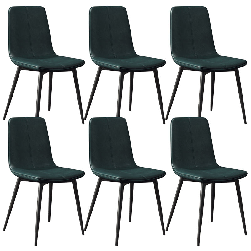 Modern Style Side Chair Faux Leather Dining Chair with Metal Leg