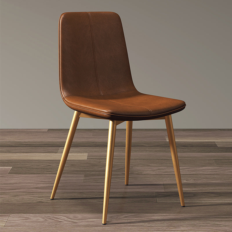 Modern Style Side Chair Faux Leather Dining Chair with Metal Leg