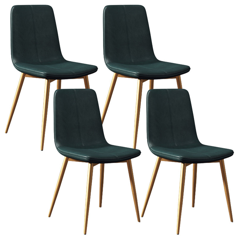 Modern Style Side Chair Faux Leather Dining Chair with Metal Leg
