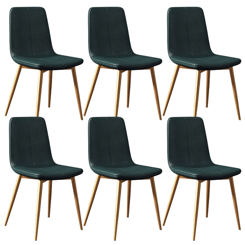 Modern Style Side Chair Faux Leather Dining Chair with Metal Leg