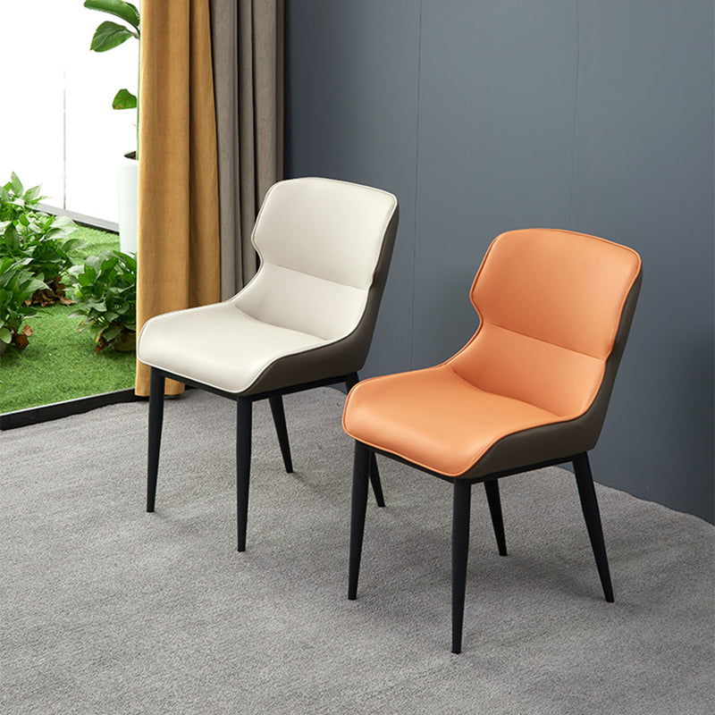 Matte Finish Wingback Chair with Black Legs Contemporary Side Chair for Dining Room