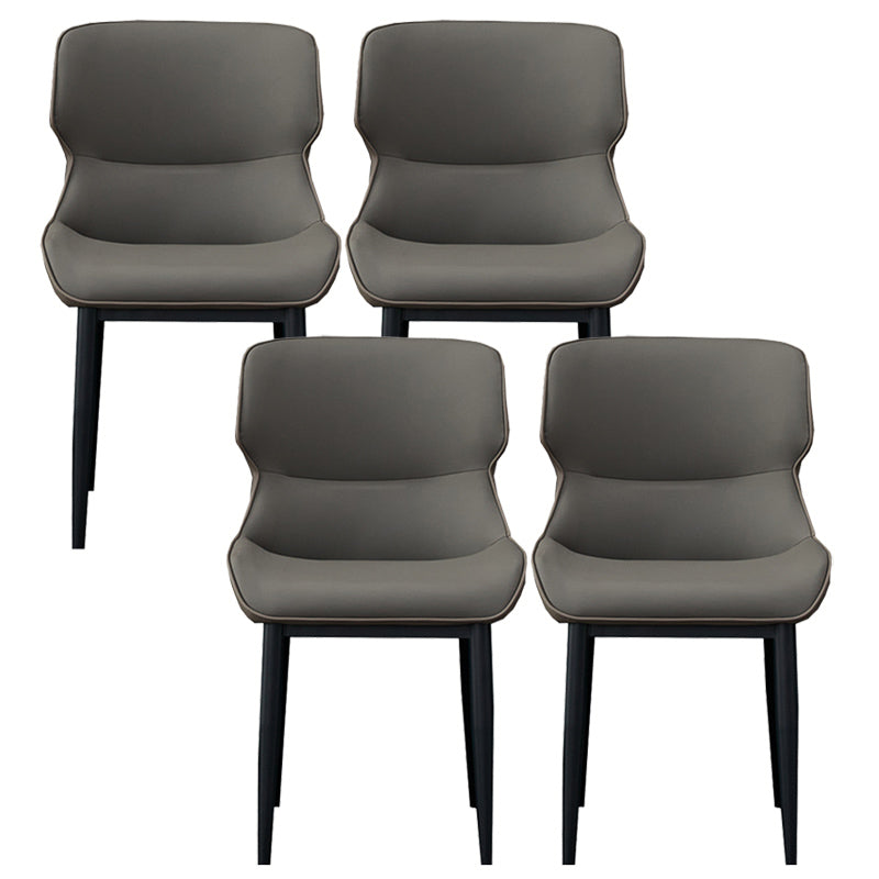 Matte Finish Wingback Chair with Black Legs Contemporary Side Chair for Dining Room