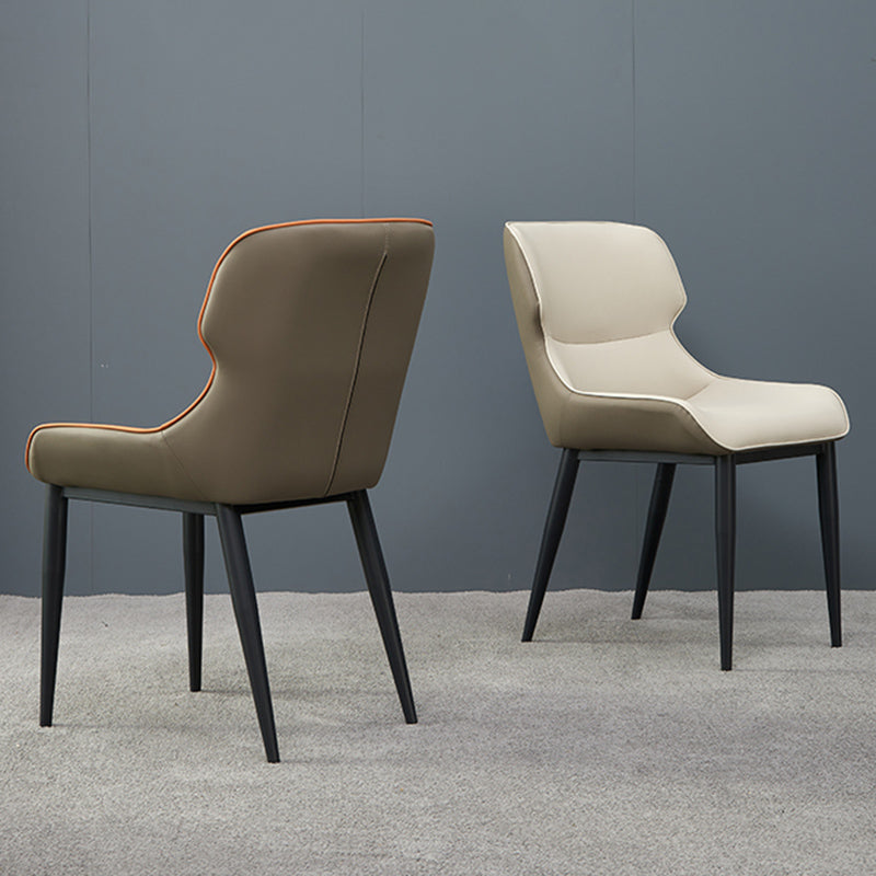 Matte Finish Wingback Chair with Black Legs Contemporary Side Chair for Dining Room