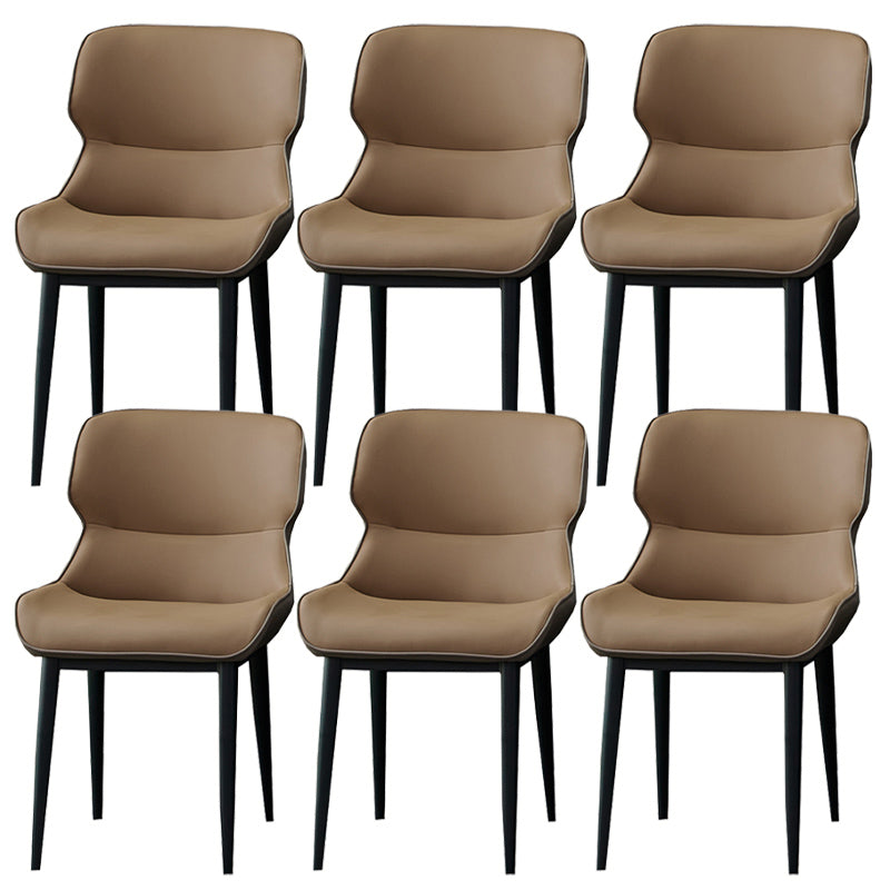 Matte Finish Wingback Chair with Black Legs Contemporary Side Chair for Dining Room