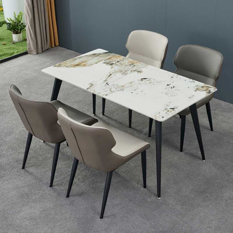 Matte Finish Wingback Chair with Black Legs Contemporary Side Chair for Dining Room