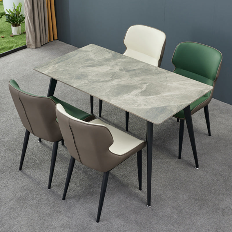 Matte Finish Wingback Chair with Black Legs Contemporary Side Chair for Dining Room