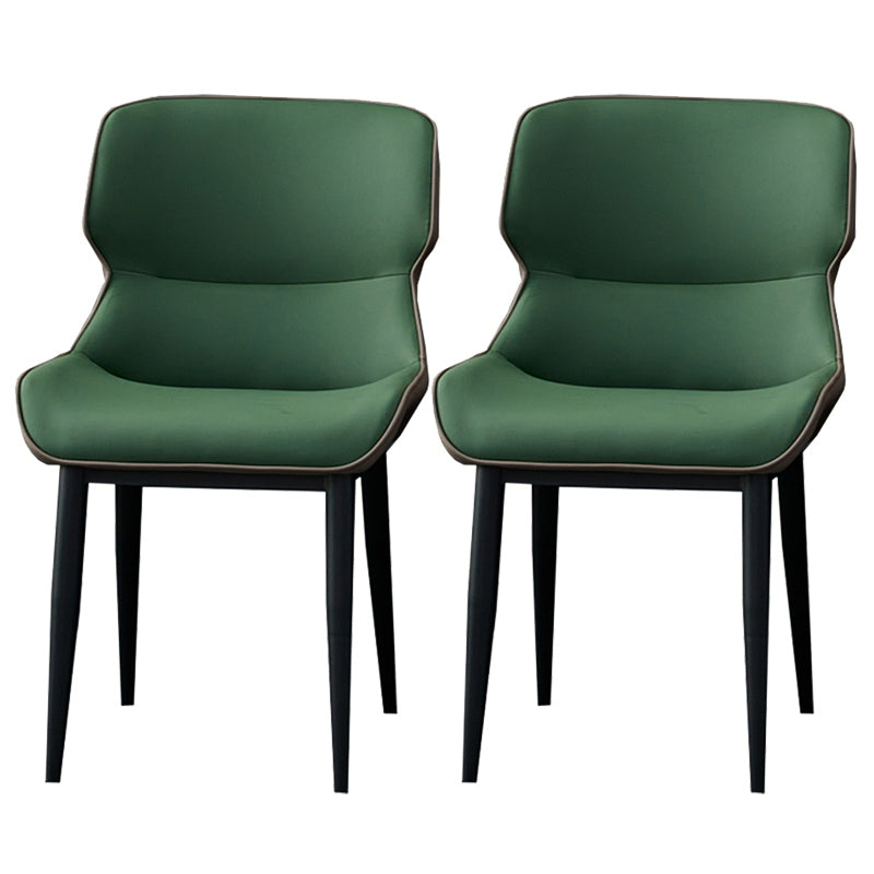 Matte Finish Wingback Chair with Black Legs Contemporary Side Chair for Dining Room