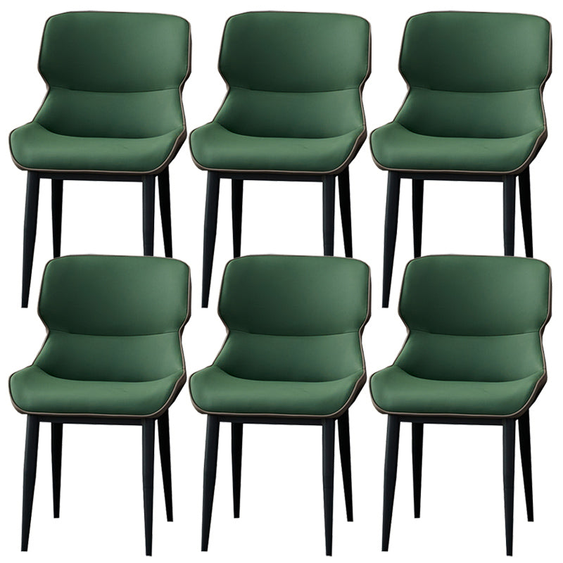 Matte Finish Wingback Chair with Black Legs Contemporary Side Chair for Dining Room