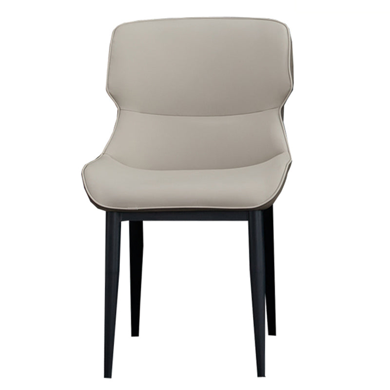 Matte Finish Wingback Chair with Black Legs Contemporary Side Chair for Dining Room