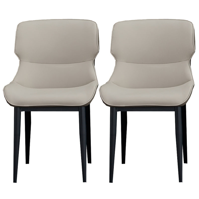 Matte Finish Wingback Chair with Black Legs Contemporary Side Chair for Dining Room