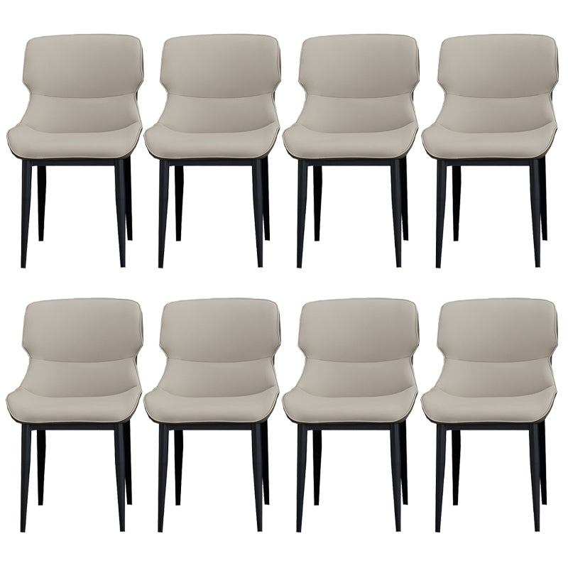 Matte Finish Wingback Chair with Black Legs Contemporary Side Chair for Dining Room