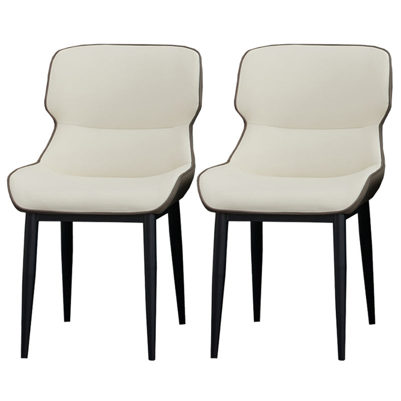 Matte Finish Wingback Chair with Black Legs Contemporary Side Chair for Dining Room