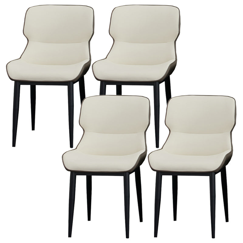 Matte Finish Wingback Chair with Black Legs Contemporary Side Chair for Dining Room