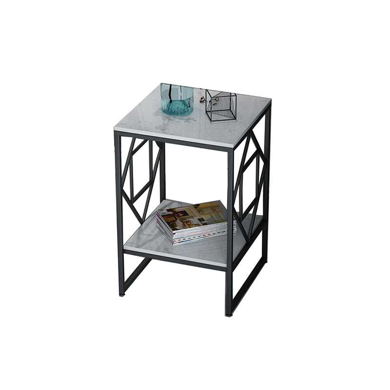 Modern Slate Corner Table Square Side End Table for Living Room