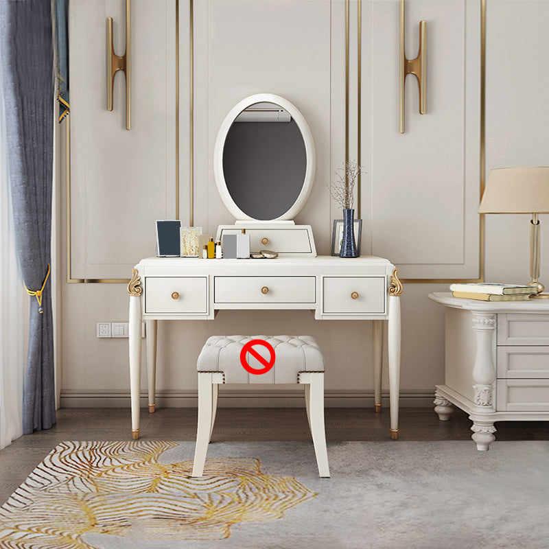 Black/White Vanity Wood Mirrored Makeup Dressing Table Stool Set