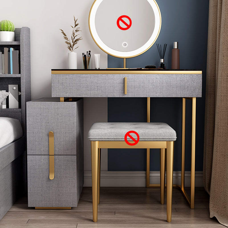 3-Drawer Glass Vanity Table with Stool Glam 26.4" W Dressing Table