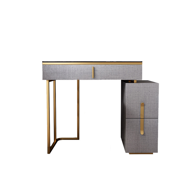 3-Drawer Glass Vanity Table with Stool Glam 26.4" W Dressing Table