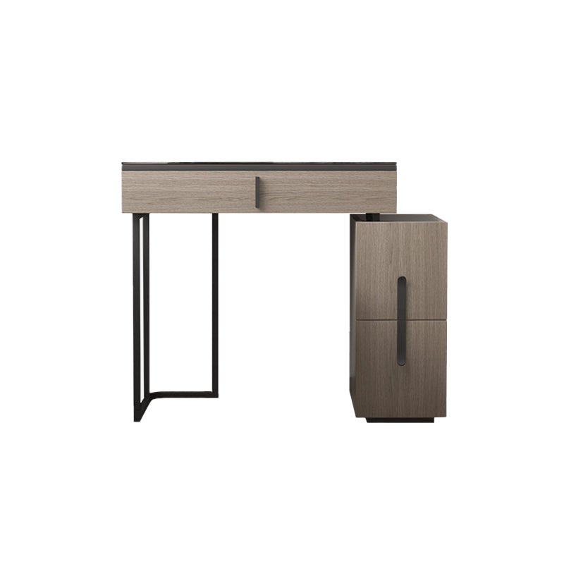 3-Drawer Glass Vanity Table with Stool Glam 26.4" W Dressing Table