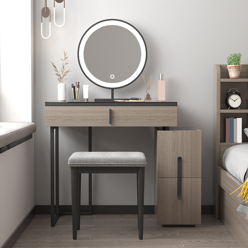 3-Drawer Glass Vanity Table with Stool Glam 26.4" W Dressing Table