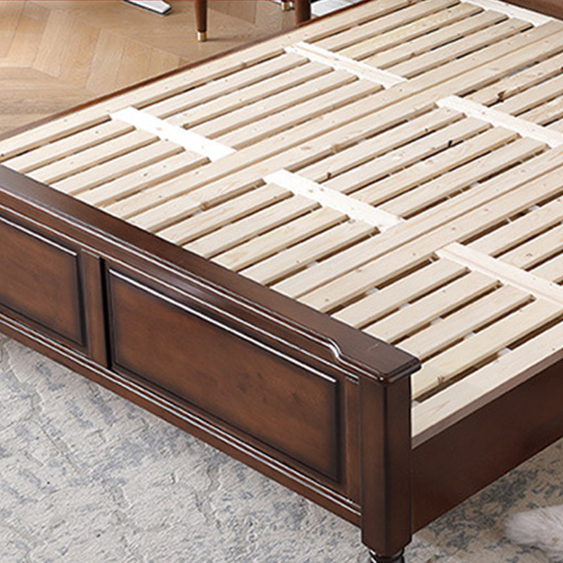 84.65 inch Wide Victorian Bed Frame Rubberwood Standard Bed with Upholstered Headboard