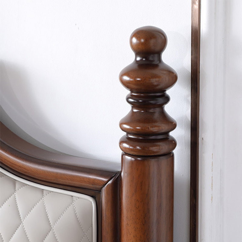 84.65 inch Wide Victorian Bed Frame Rubberwood Standard Bed with Upholstered Headboard