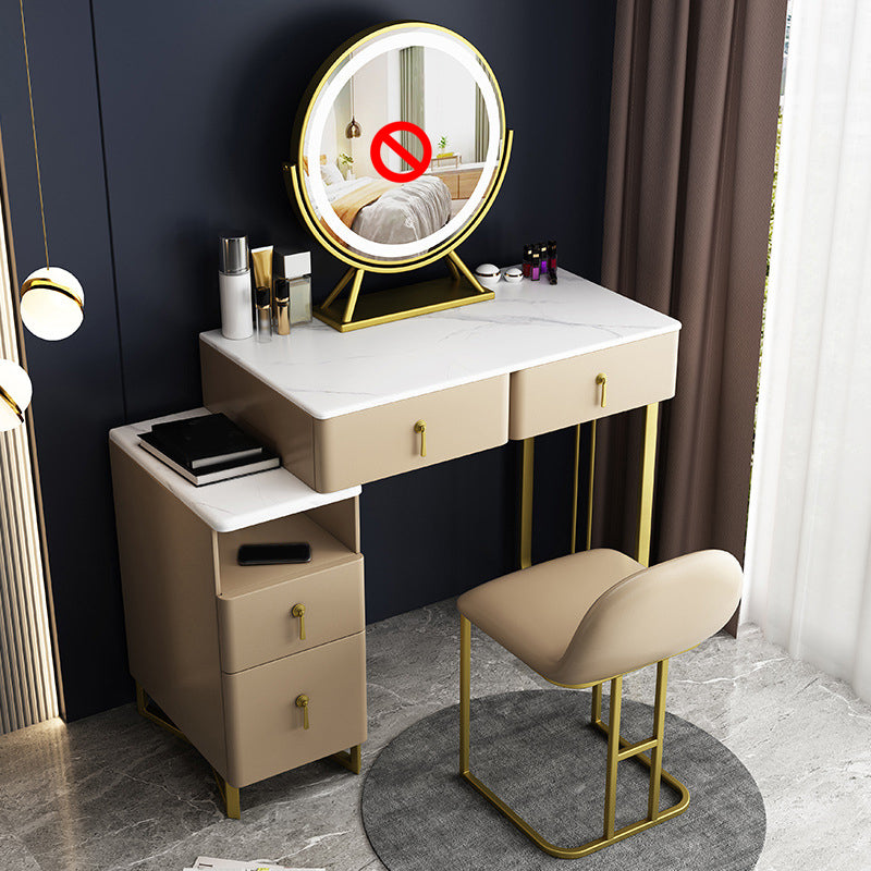 33.5" W Slate Vanity Table Modern 4 Drawers Makeup Vanity Table with Stool