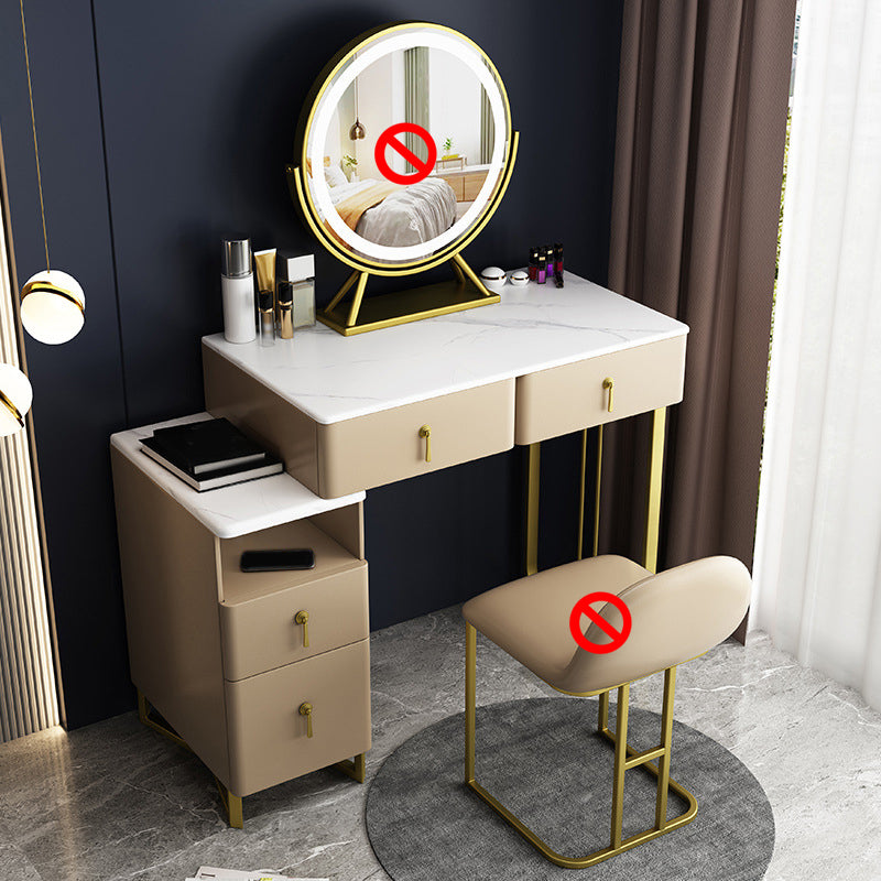 33.5" W Slate Vanity Table Modern 4 Drawers Makeup Vanity Table with Stool