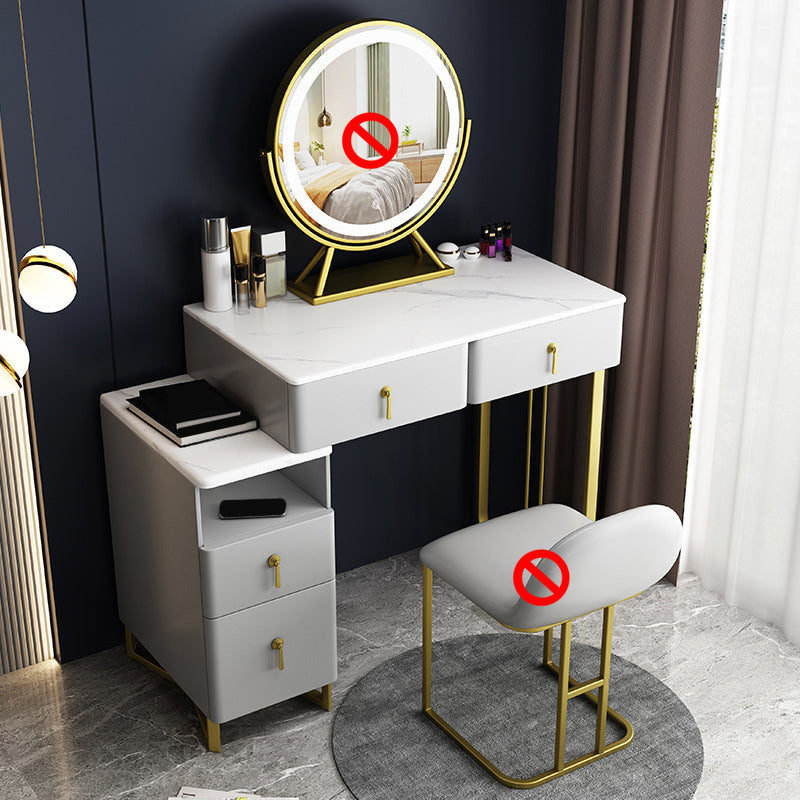 33.5" W Slate Vanity Table Modern 4 Drawers Makeup Vanity Table with Stool