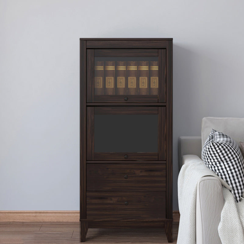 Mid-Century Modern Side Cabinet Square Accent Cabinet with Brown