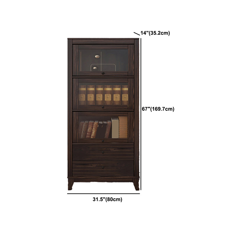 Mid-Century Modern Side Cabinet Square Accent Cabinet with Brown