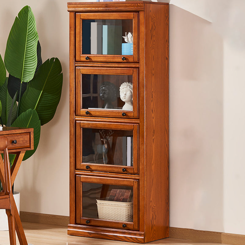 Mid-Century Modern Side Cabinet Square Accent Cabinet with Glass Paned