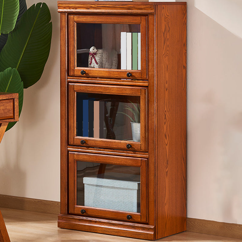 Mid-Century Modern Side Cabinet Square Accent Cabinet with Glass Paned