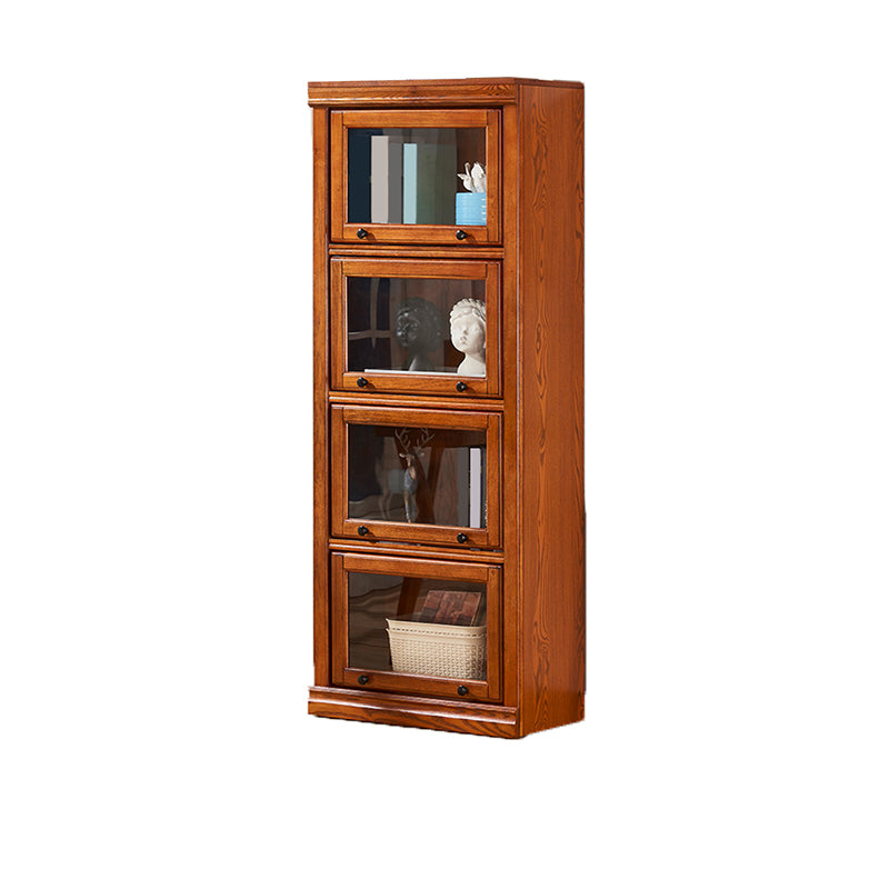 Mid-Century Modern Side Cabinet Square Accent Cabinet with Glass Paned