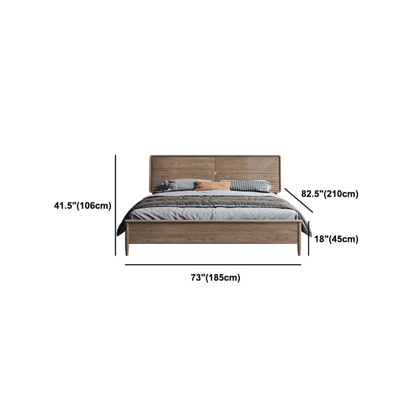 84.65 inch Wide Mid-century Bed Frame Solid Wood Bed with Headboard