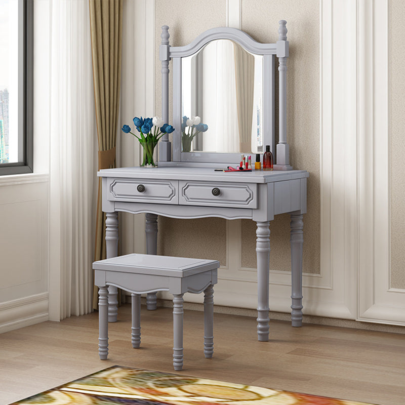 2-Drawers Mirror Table Dressing Table Victorian Solid Wood Make-up Vanity